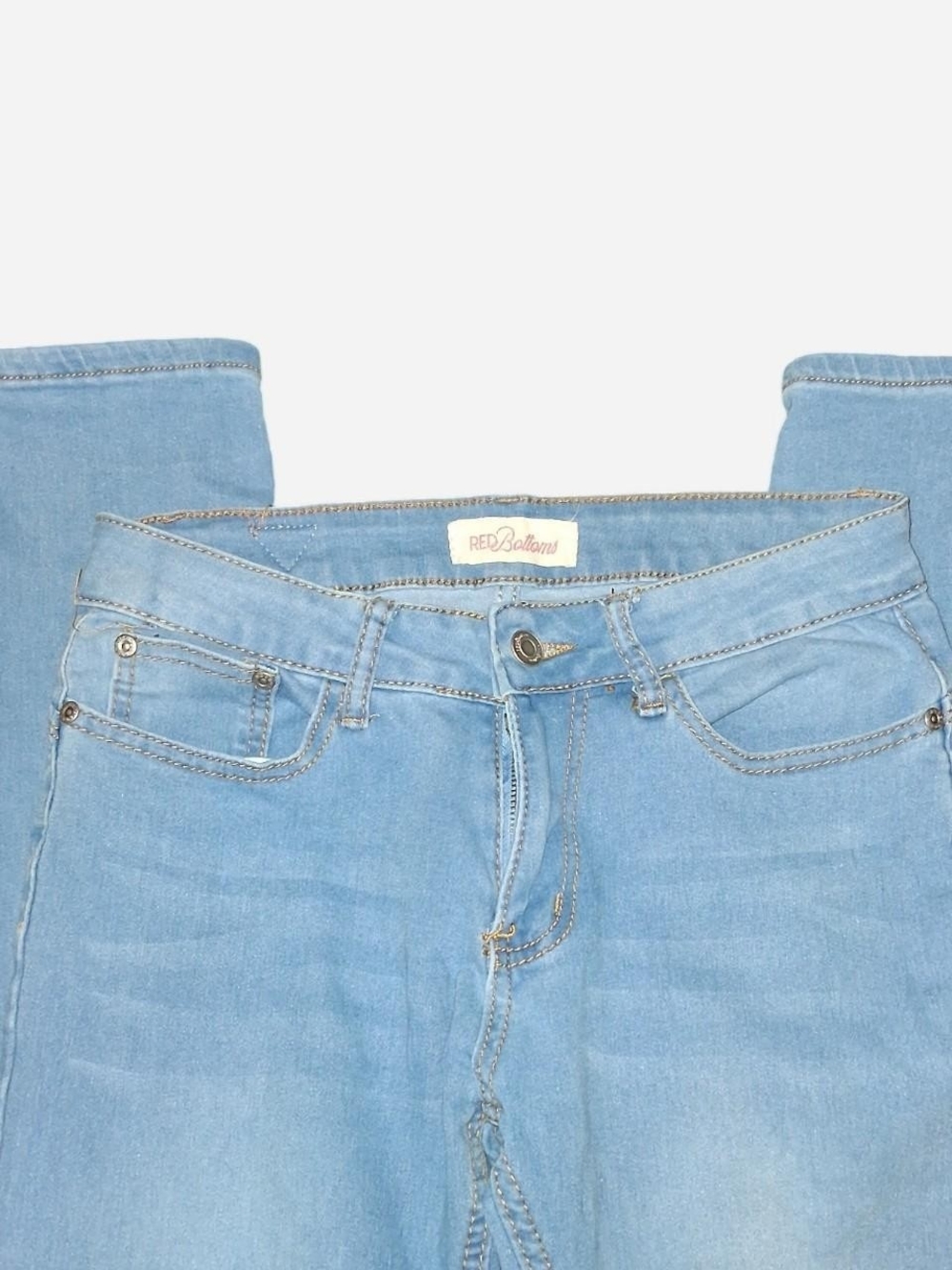 Red Bottom Light Blue Skinny Jeans - Classic High-Rise Style